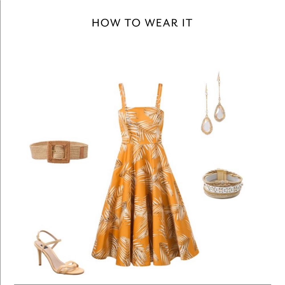 WHBM Island 🌴 Palm print midi dress - Picture 4 of 5